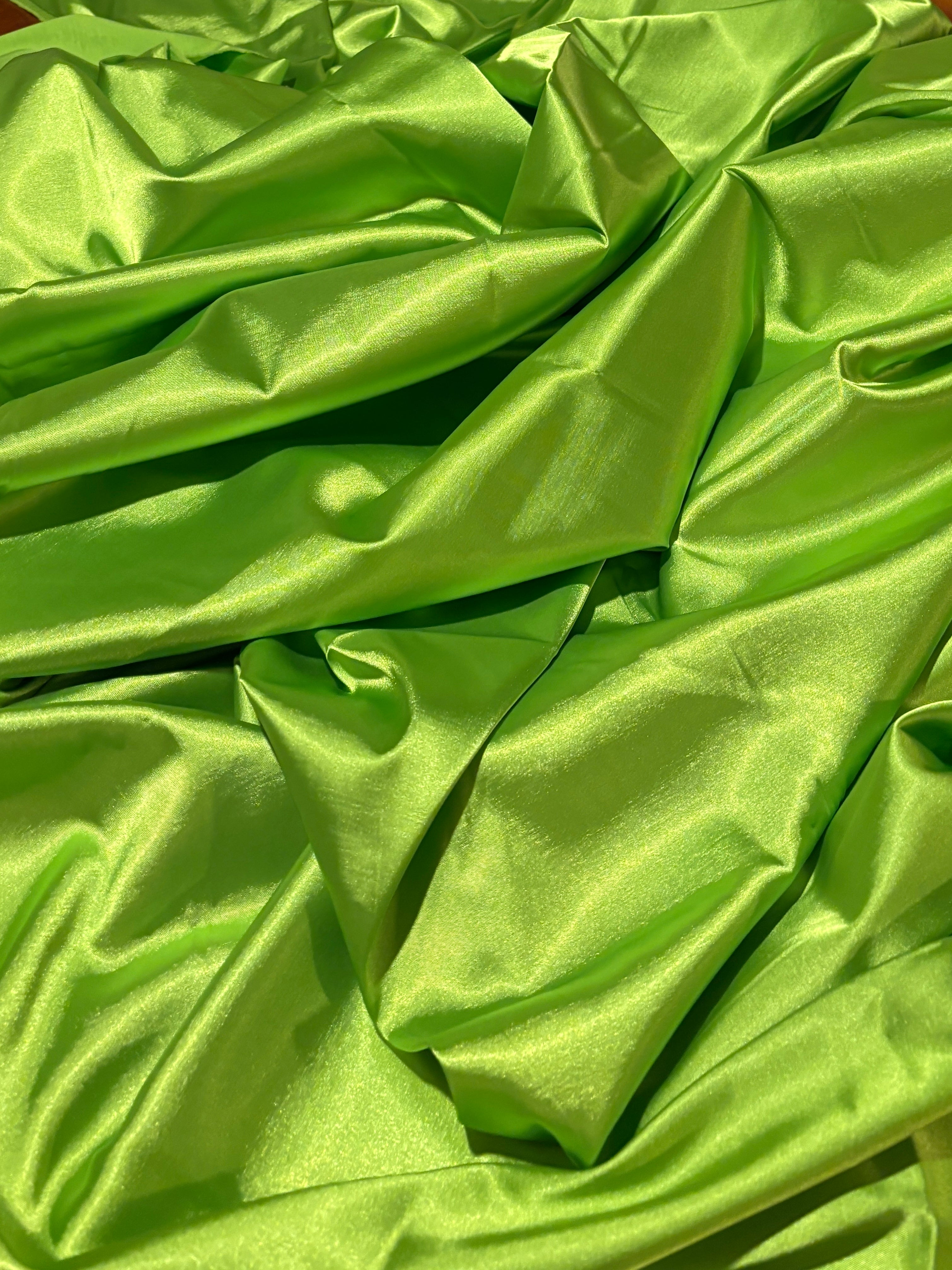 LIME GREEN STRETCH SATIN