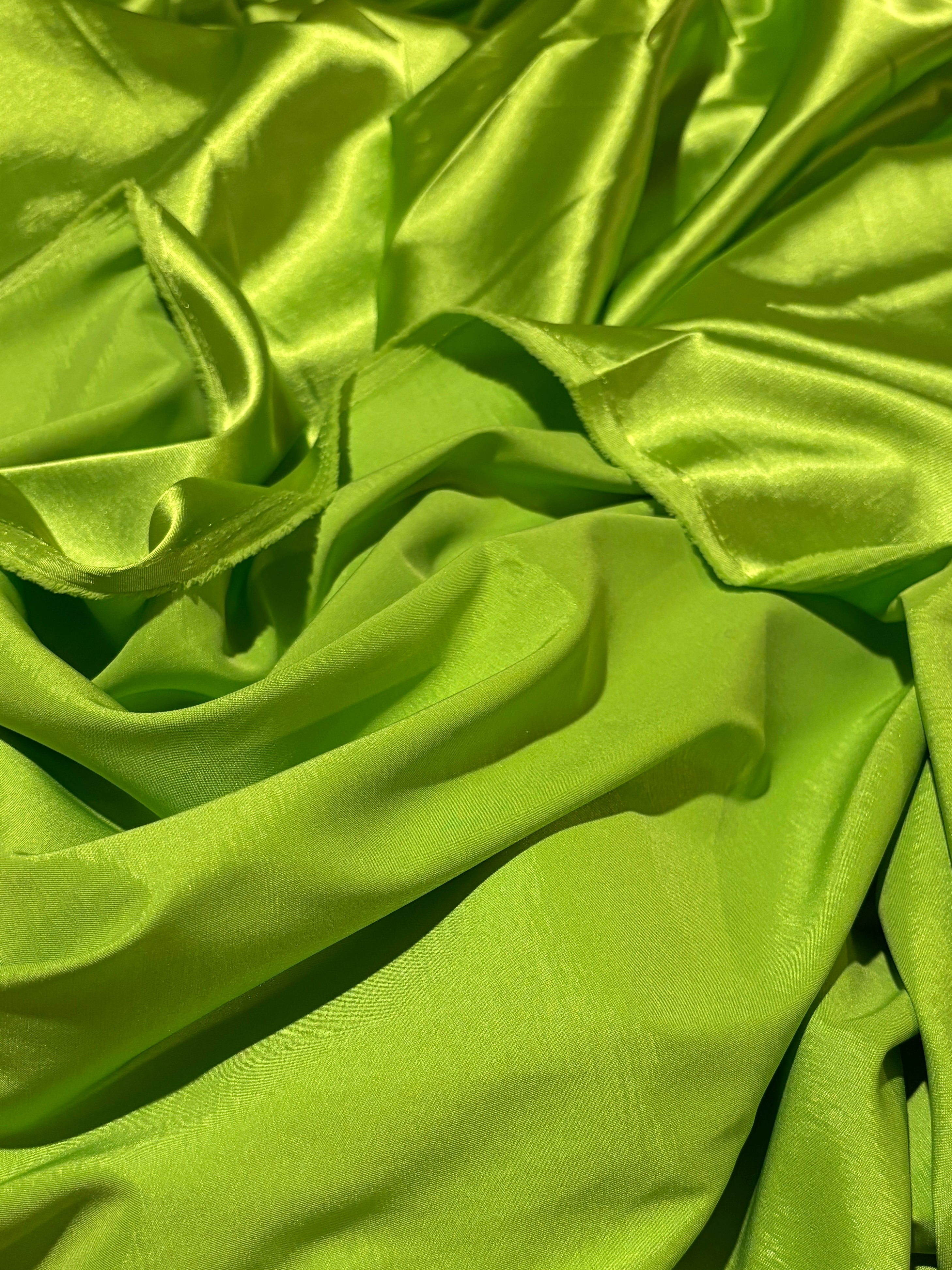 LIME GREEN STRETCH SATIN
