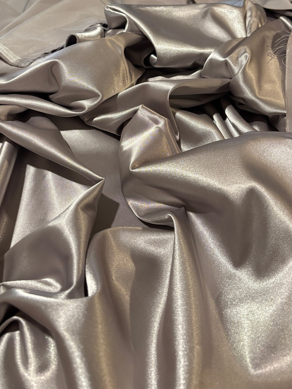 SOLID GRAY/SILVER STRETCH SATIN