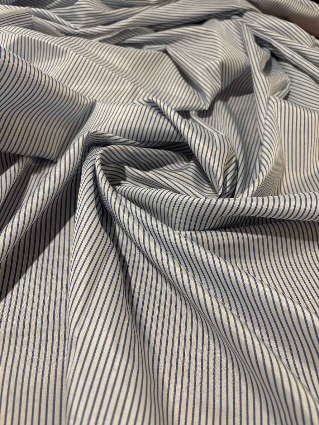 WHITE AND BLUE PIN STRIPPES