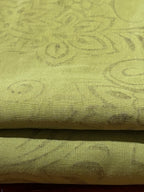 DARK GREEN BROWN SCROLLED EMBROIDERED COTTON