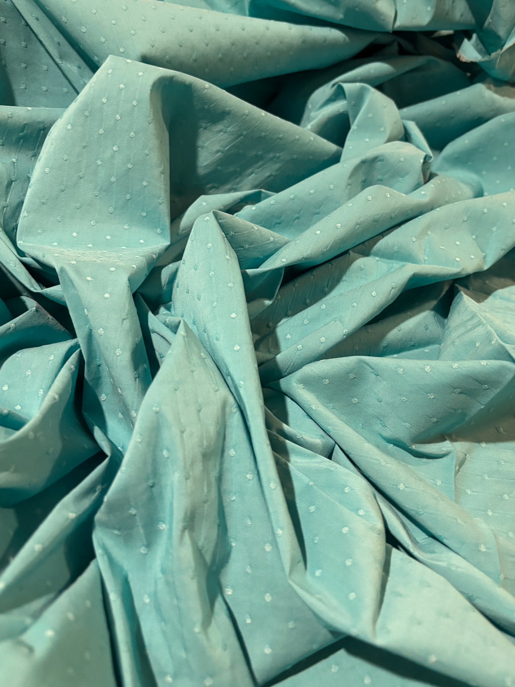 TEAL STRETCHY SWISS DOT