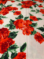 BIG RED FLOWERS AND GREEN LEAVES