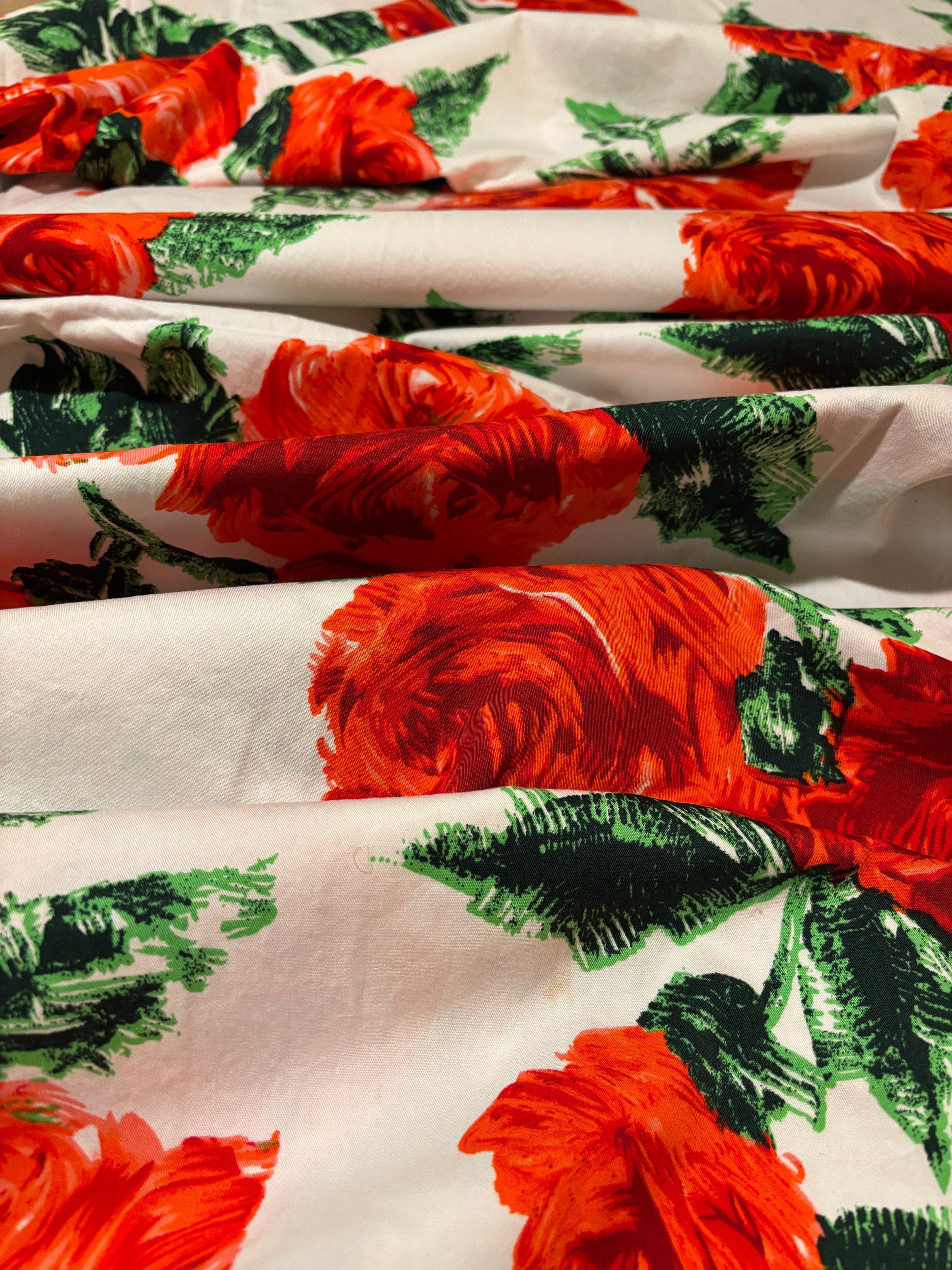 BIG RED FLOWERS AND GREEN LEAVES