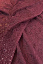 BURGUNDY LACE GLITTERY FABRIC FROM PUERTO RICO