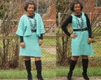 TEAL WITH BLACK AND WHITE SPECKLES